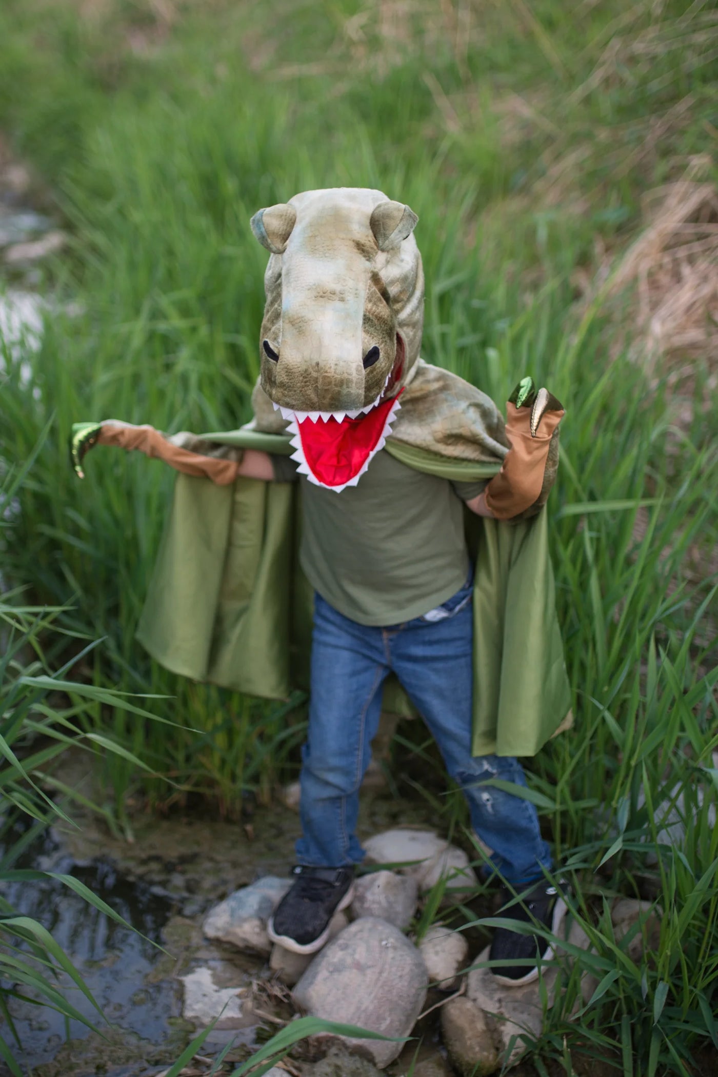 Grandasaurus T-Rex Cape With Claws, Green, Size 4-6