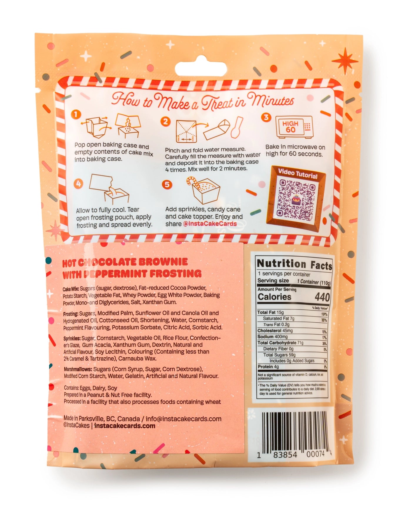 InstaCake Hot Chocolate Brownie with Peppermint Frosting