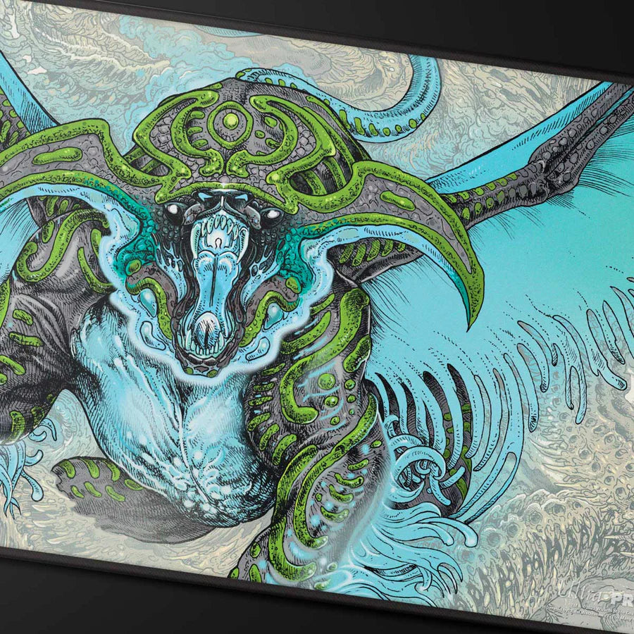 Tarkir Dragonstorm Ureni, the Song Unending Black Stitched Playmat for Magic: The Gathering