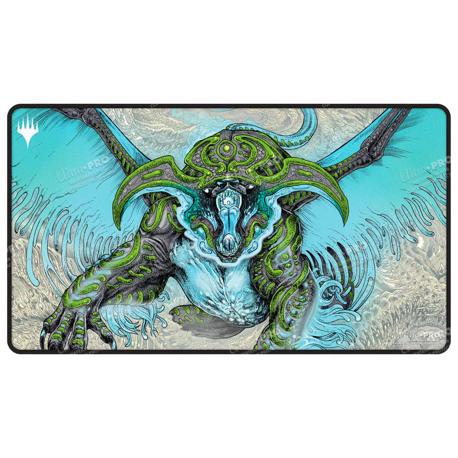 Tarkir Dragonstorm Ureni, the Song Unending Black Stitched Playmat for Magic: The Gathering