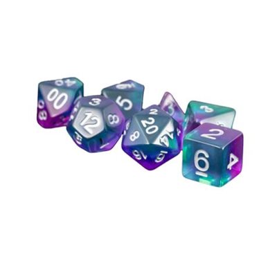 Dice: 7 pc: 16 mm: Resin: Blue Aurora