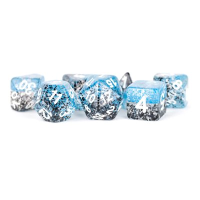 Dice: 7 pc: 16 mm: Resin: Particle Blue/Black