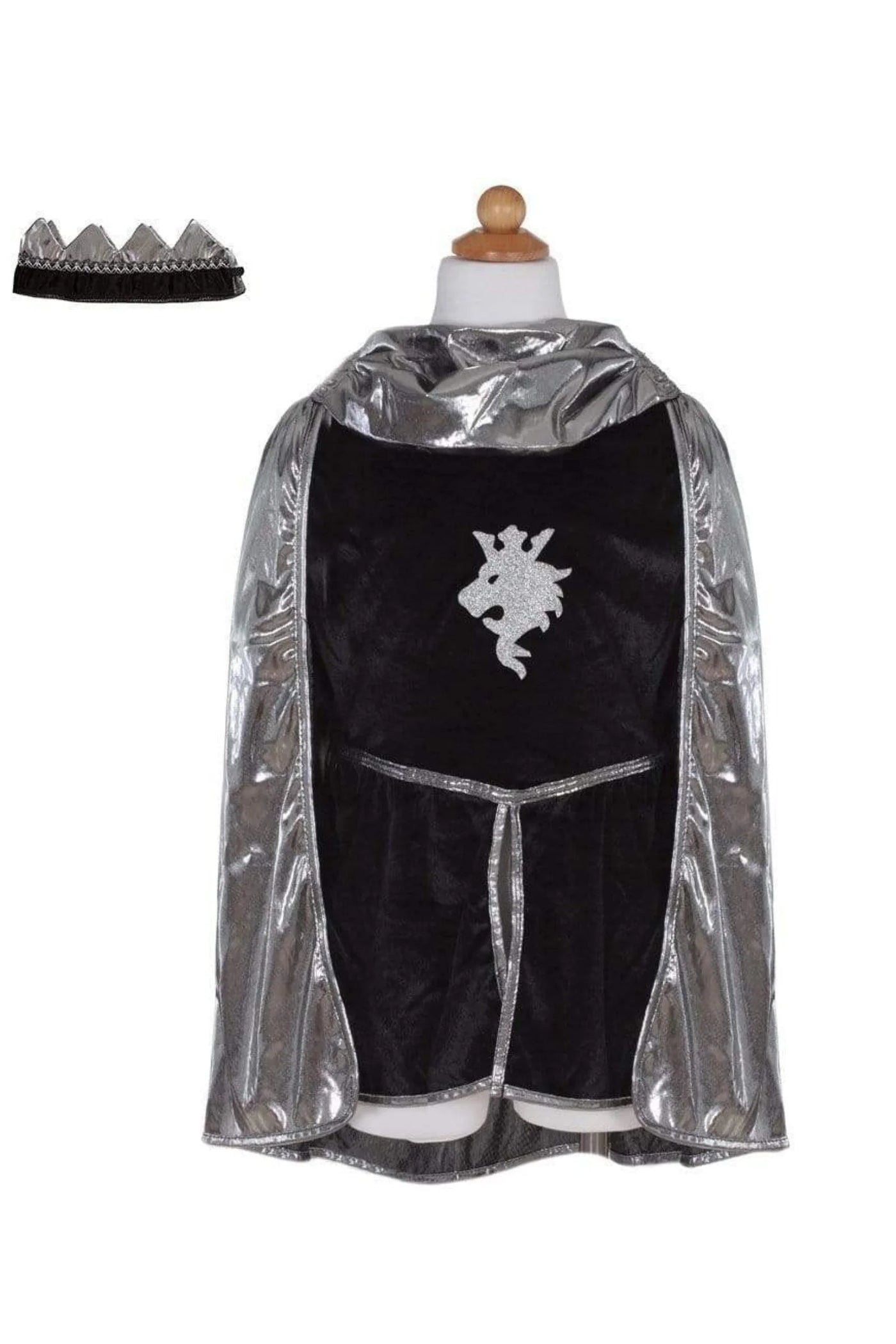 Silver Knight With Tunic, Cape, & Crown, Size 5-6 (Copy)