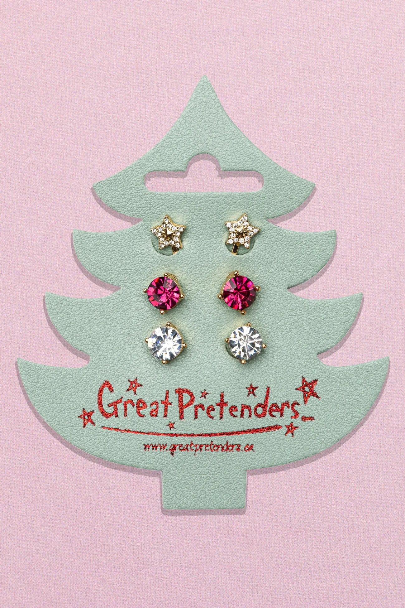 Holiday Pleather Tree Clip on Earrings 3 Piece