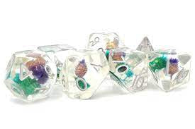 Green and Purple Flower RPG Dice Set
