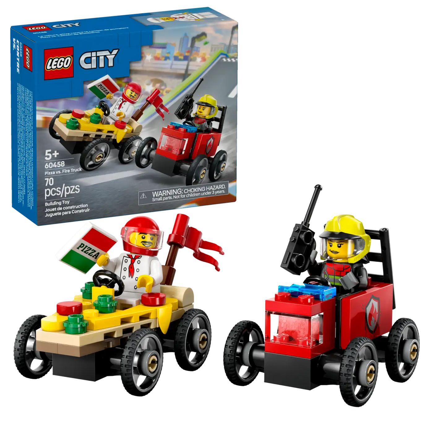 Pizza vs. Fire Truck Race Car Pack