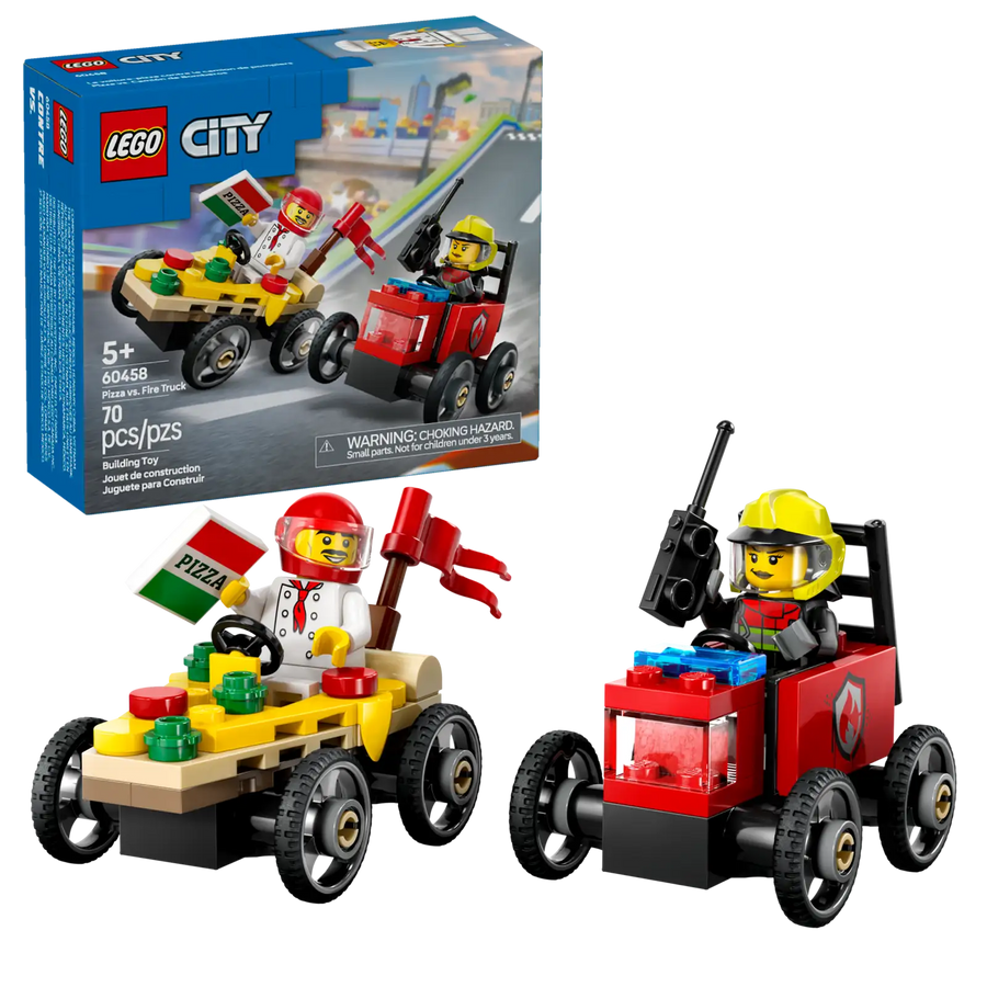 Pizza vs. Fire Truck Race Car Pack