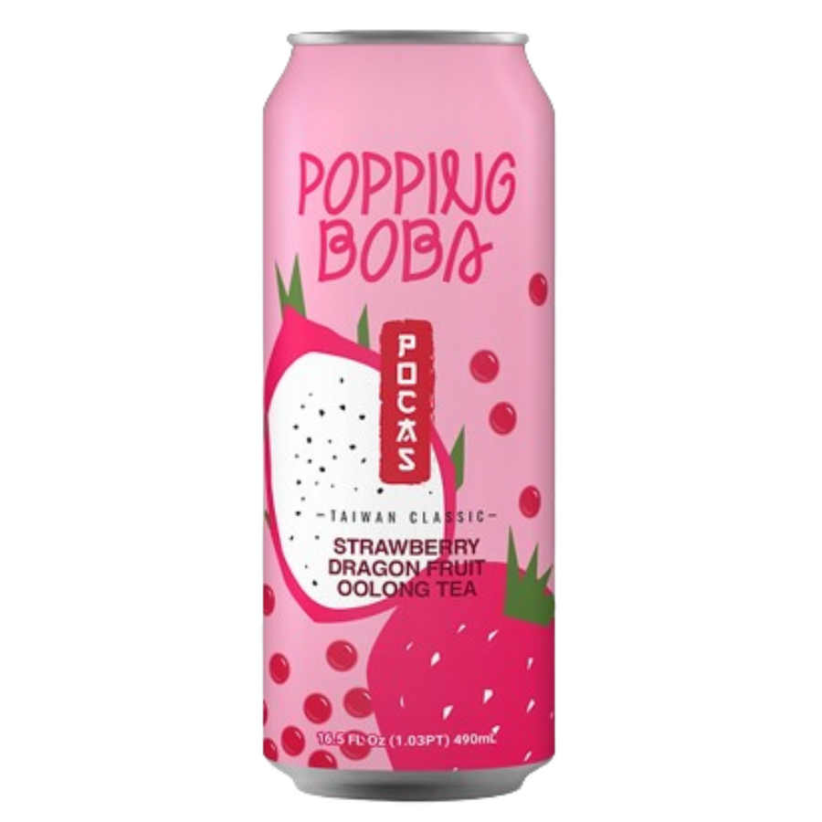 Pocas Popping Boba Strawberry Dragon Fruit Oolong Tea 490ml