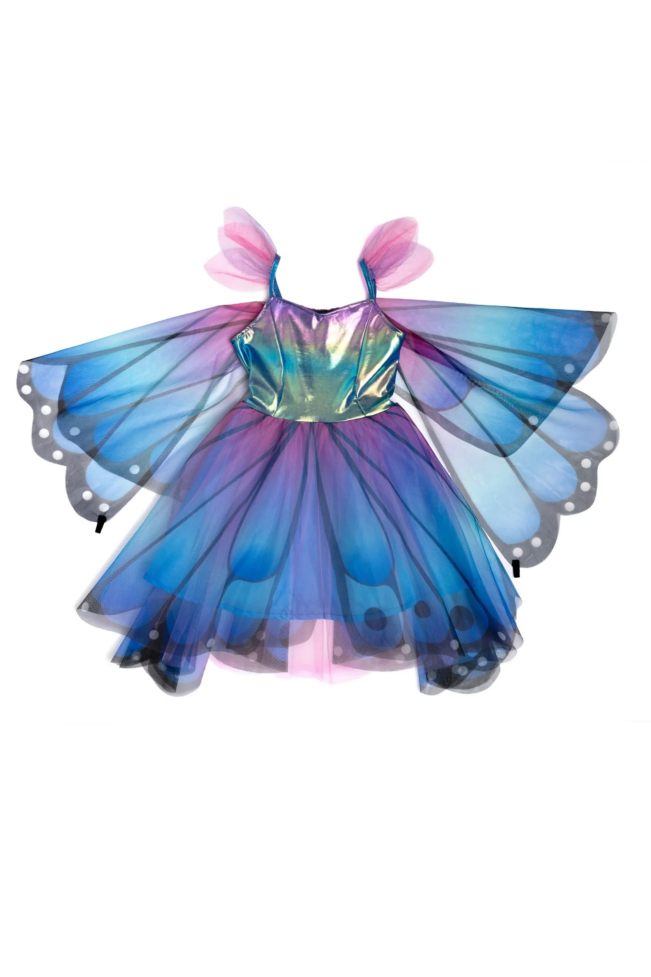 Butterfly Twirl Dress with Wings & Headband Blue/Purple (SIze 5-6)