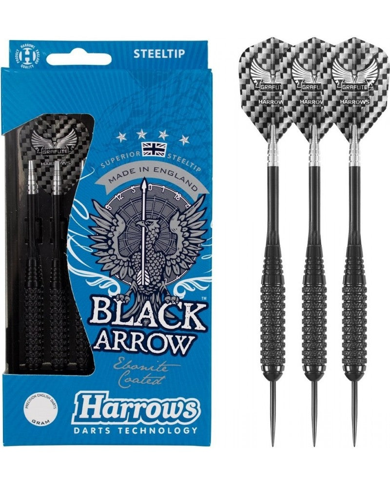 Darts H. Brass Black Arrow Knurled 20G