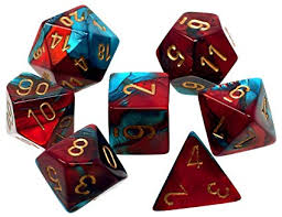 Gemini Red-Teal / Gold 7pc Dice Set