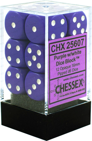 D6 x12 Opaque Purple/White