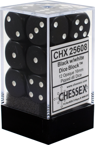 D6 x12 Opaque white/black