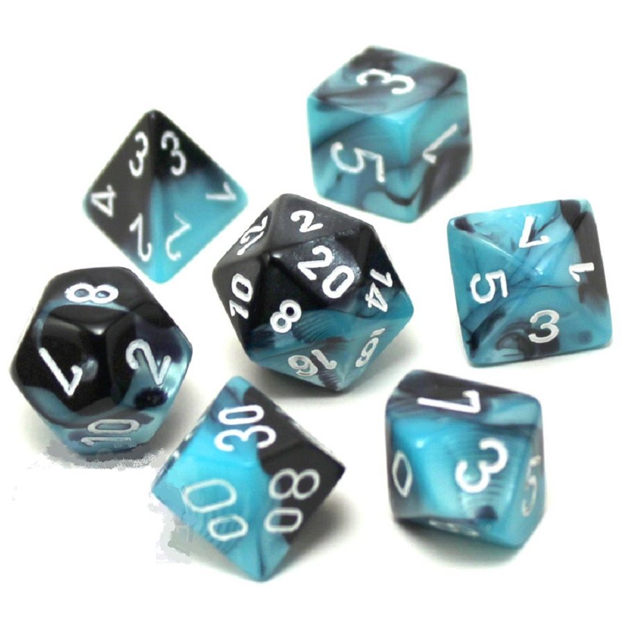 Gemini: 7pc Dice Set Black-Shell/White