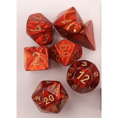 Dice Scarlet w/Gold Scarab 7 Pc Set