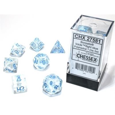 Borealis: 7Pc Dice Set Icicle / Light Blue Luminary