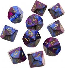 Gemini Blue-Purple/Gold 7pc - Dice Set