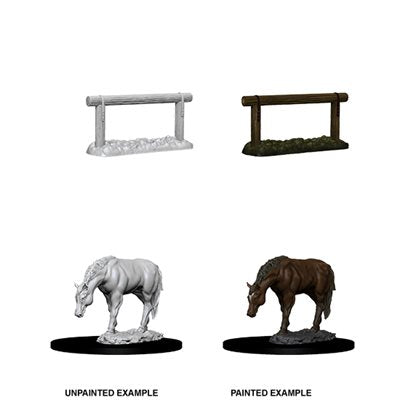 WizKids Deep Cuts Unpainted Miniatures: Wave 10: Horse & Hitch