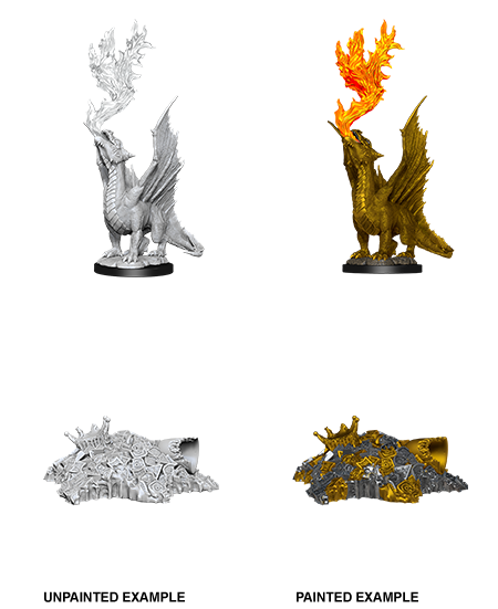 D&D Nolzurs Miniatures - Wave 11 - Gold Dragon Wyrmling & Small Treasure Pile