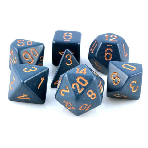 Opaque Dusty Blue/Copper 7pc Dice set